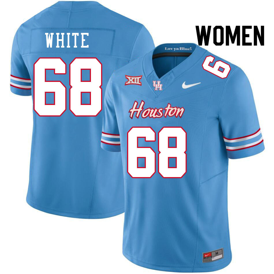 Women #68 Dakota White Houston Cougars College Football Jerseys Stitched-Oilers